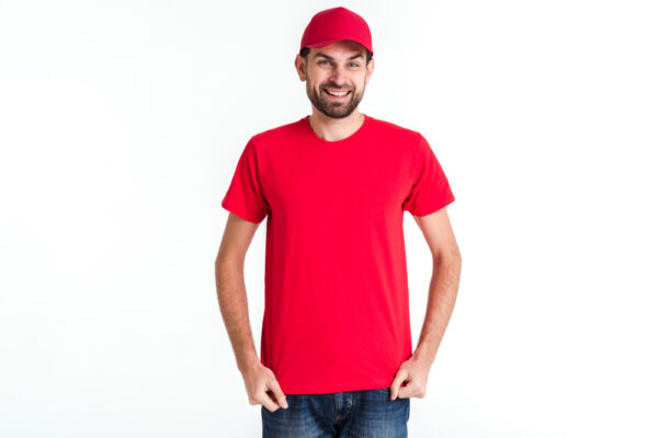 Men Solid Round Neck Organic Cotton Red T-Shirt - Image 4