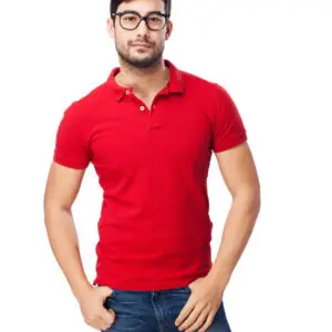 Men Solid Polo Neck Cotton Blend Red T-Shirt