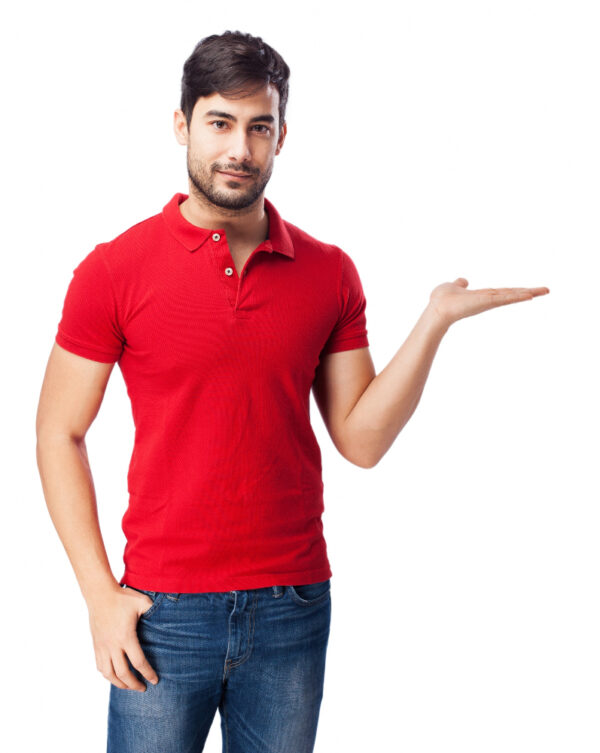 Men Solid Polo Neck Cotton Blend Red T-Shirt - Image 3
