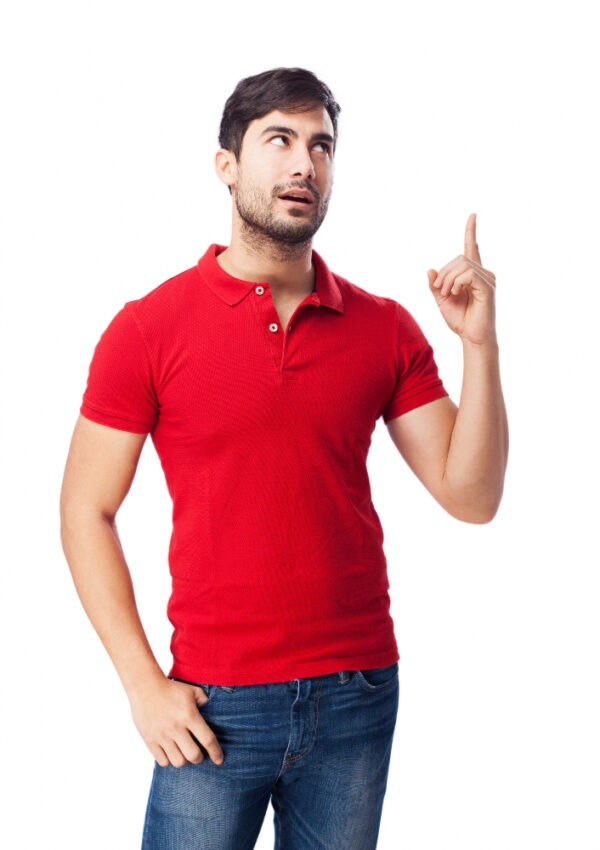 Men Solid Polo Neck Cotton Blend Red T-Shirt - Image 2