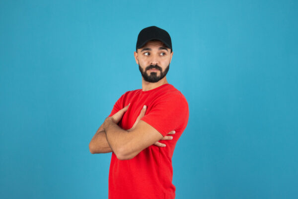 Men Solid Round Neck Organic Cotton Red T-Shirt - Image 3